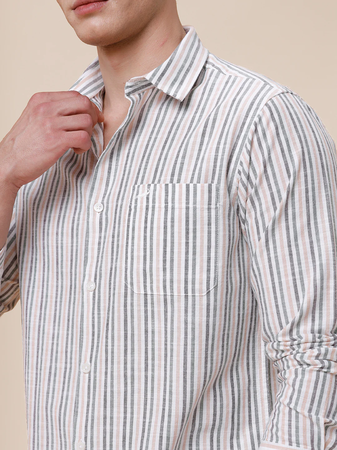 Cotton Textured Multi Colour Stripe Shirt