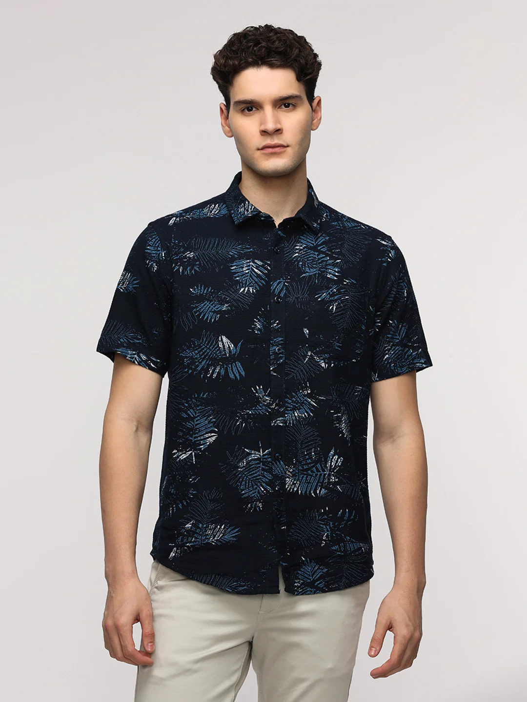 Half Sleeve Navy Shirt for Sporty Elegance