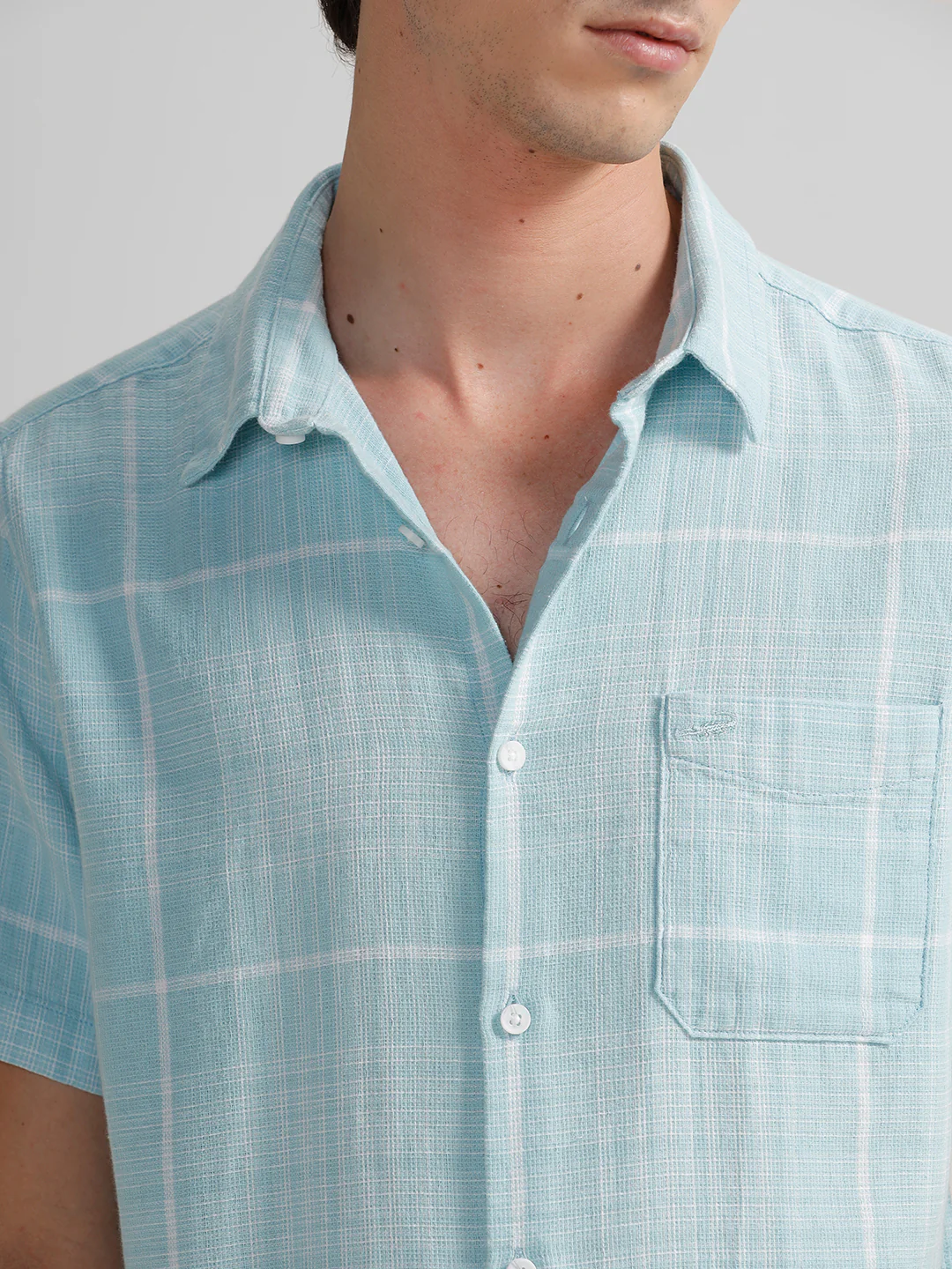 Checked Blue Comfort Fit Shirt