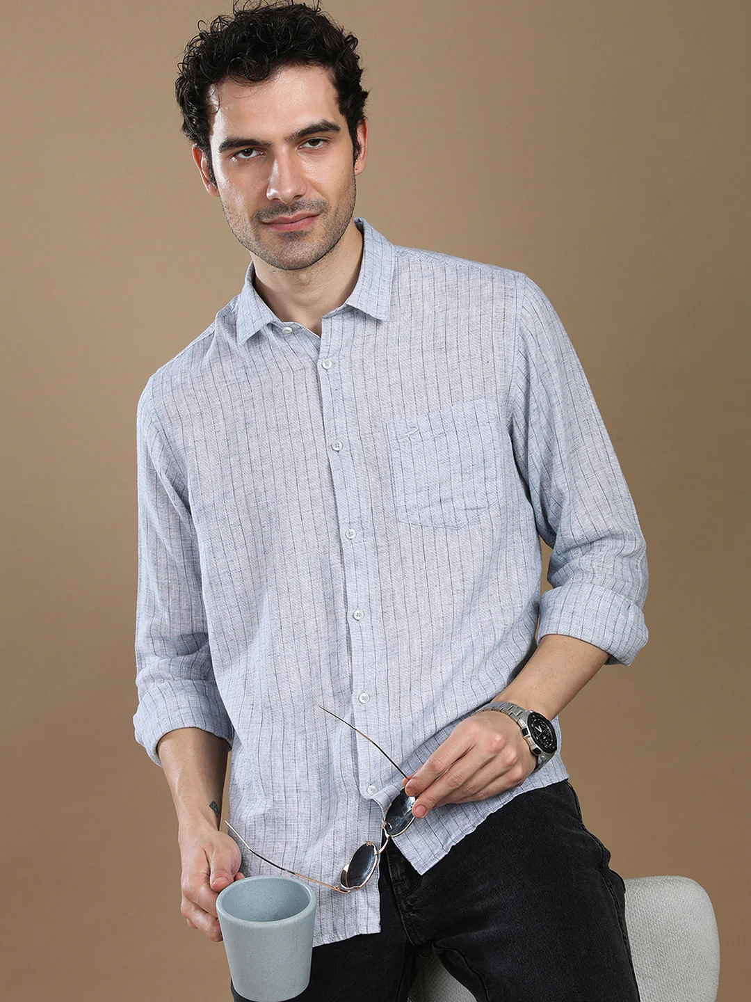 Crocodile Casuals Full Sleeve Shirts Blue