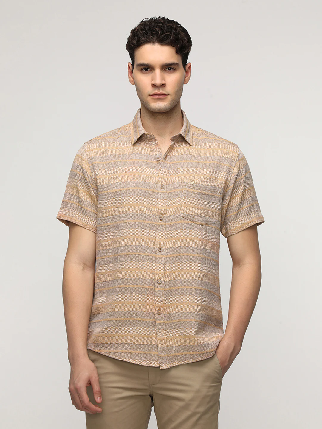 Beige Unique Structure Shirt