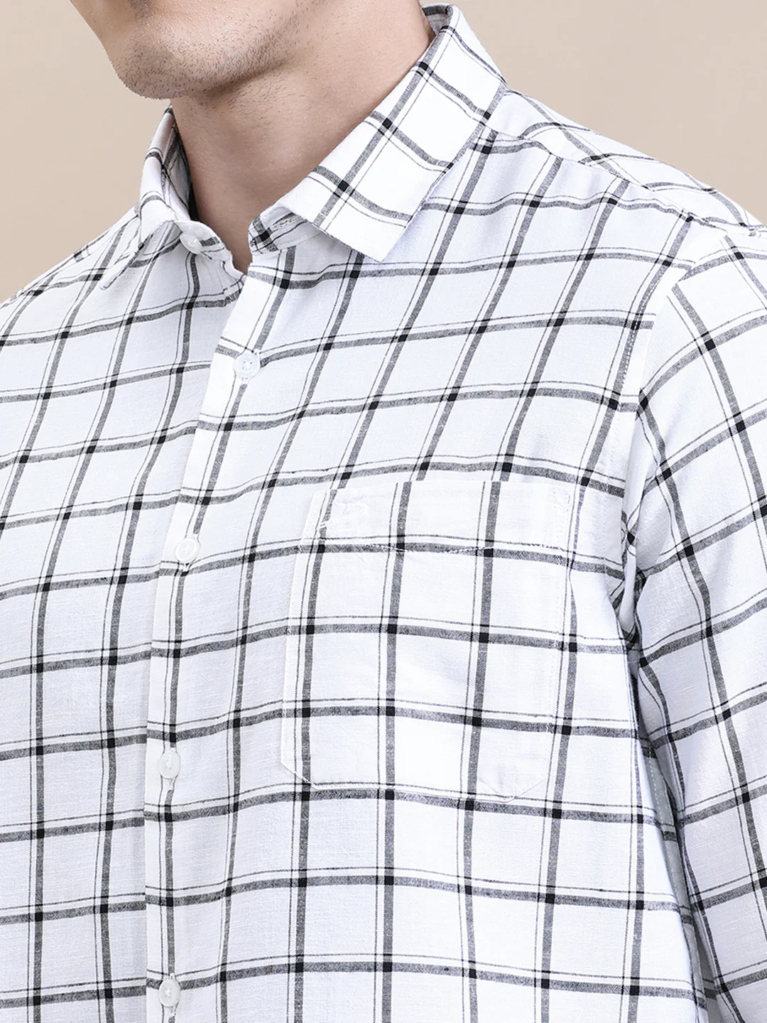 Linen Blend Checked Full Sleeve Shirt