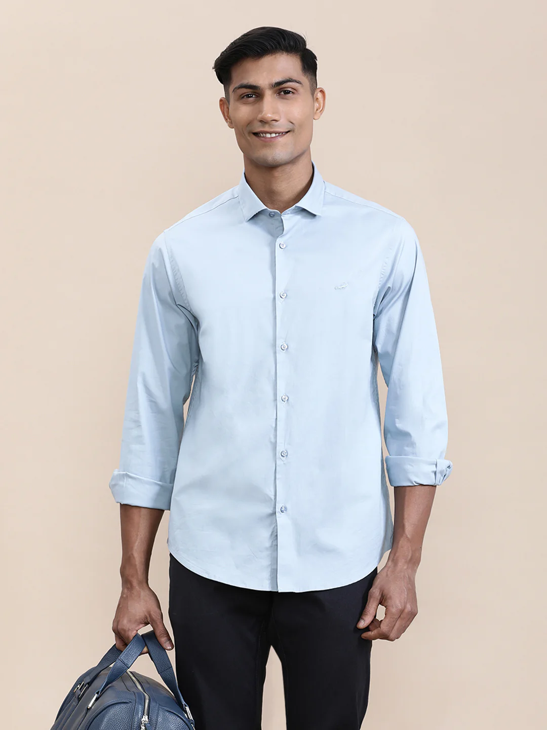 Mercerized Stretch Full Sleeve Shirt Blue