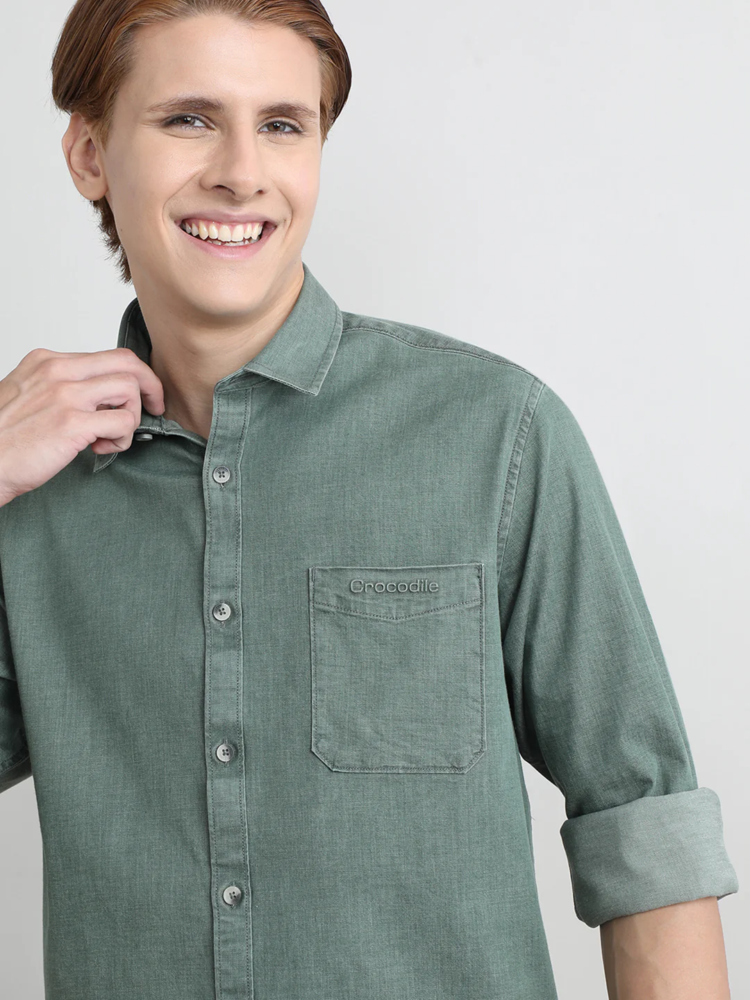 Solid Full Sleeve Shirt Green