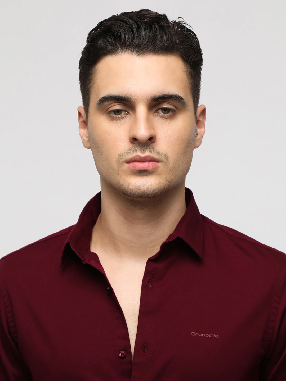 Maroon Textured Stretch Shirt