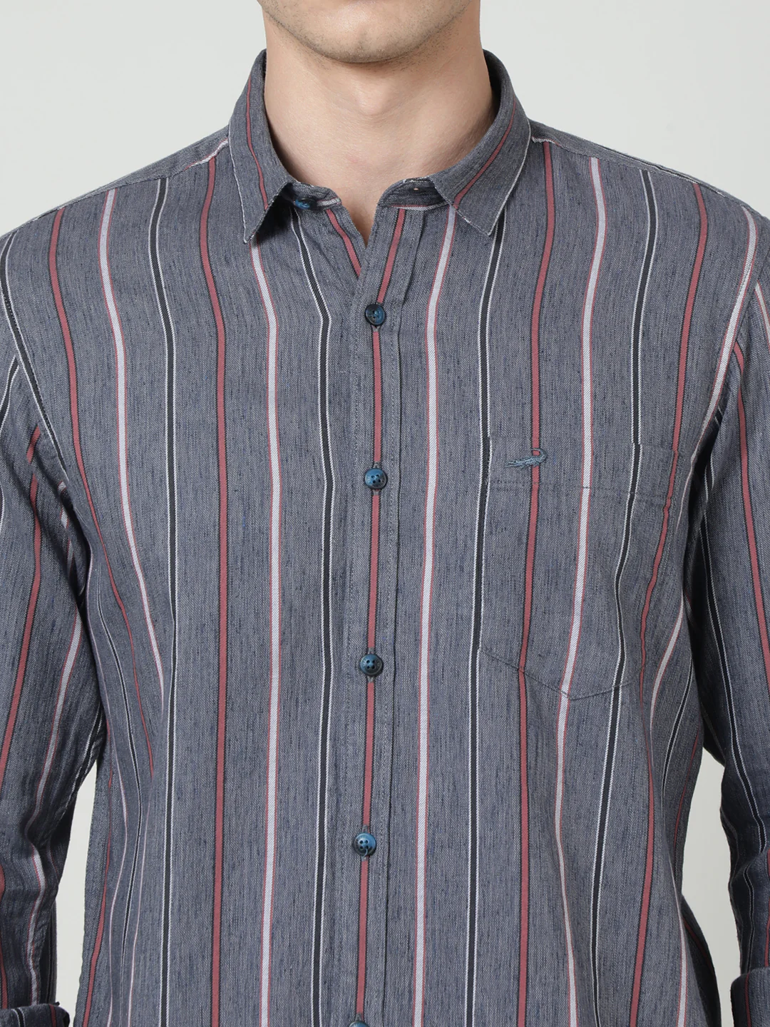 Blue Striped Full Sleeve Casual Shirt