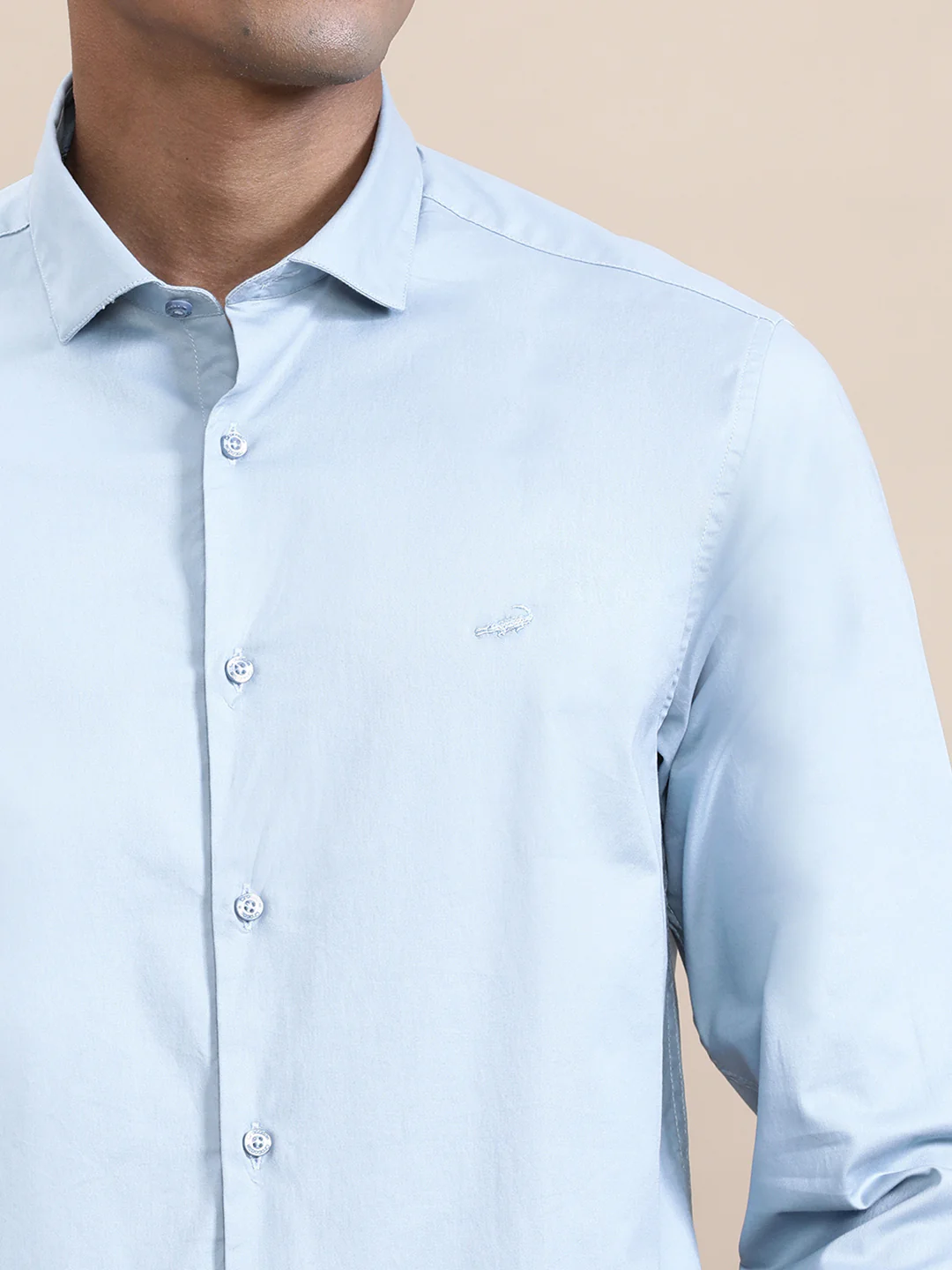 Mercerized Stretch Full Sleeve Shirt Blue