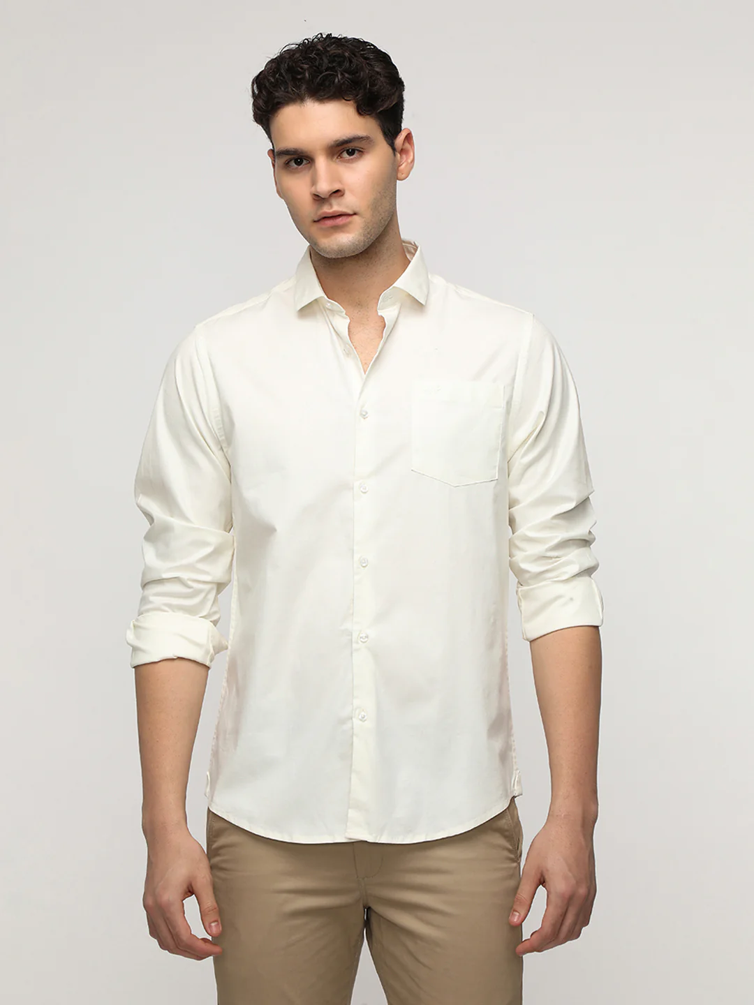 Cream Mercerized Premium Stretch Shirt