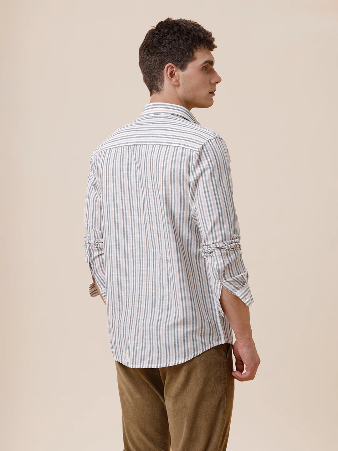 Cotton Textured Multi Colour Stripe Shirt