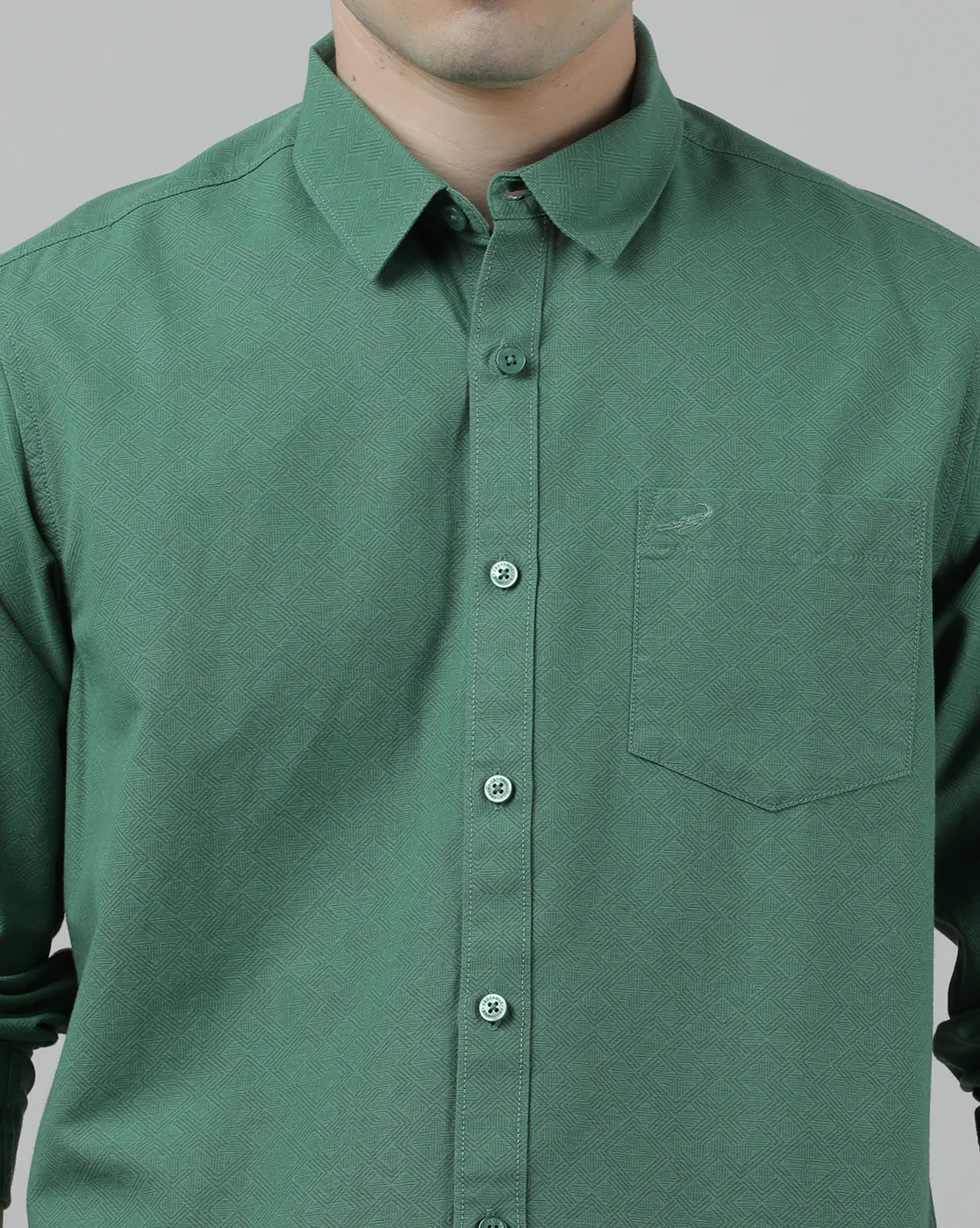 Green Casual Printed Full Sleeve 100% Cotton Shirt
