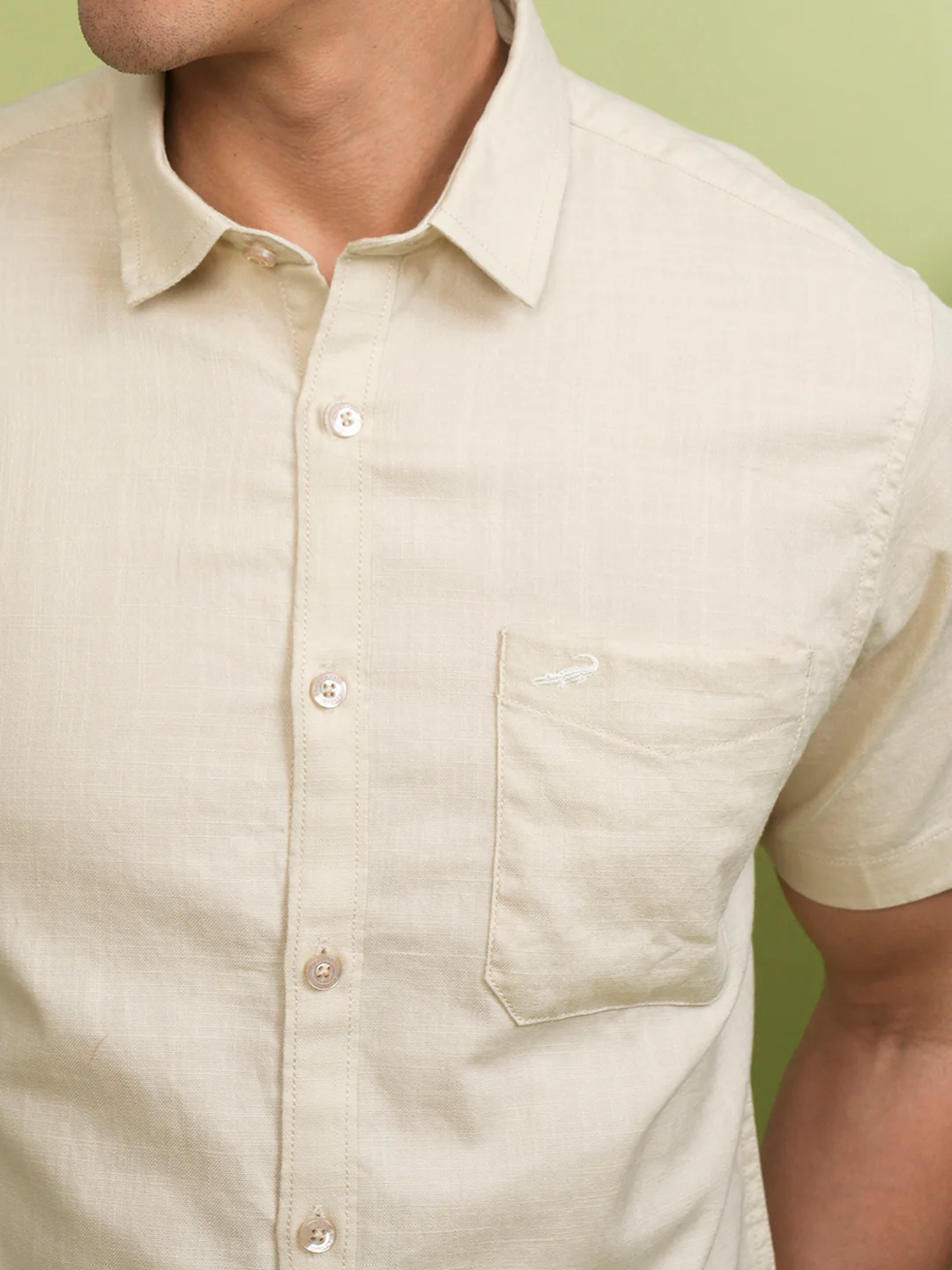 100% Cotton Textured Shirt Cream