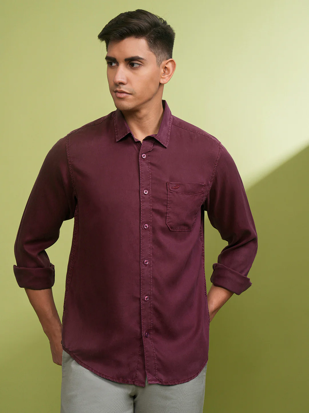 Garment Dyed TENCEL�?Shirt Wine