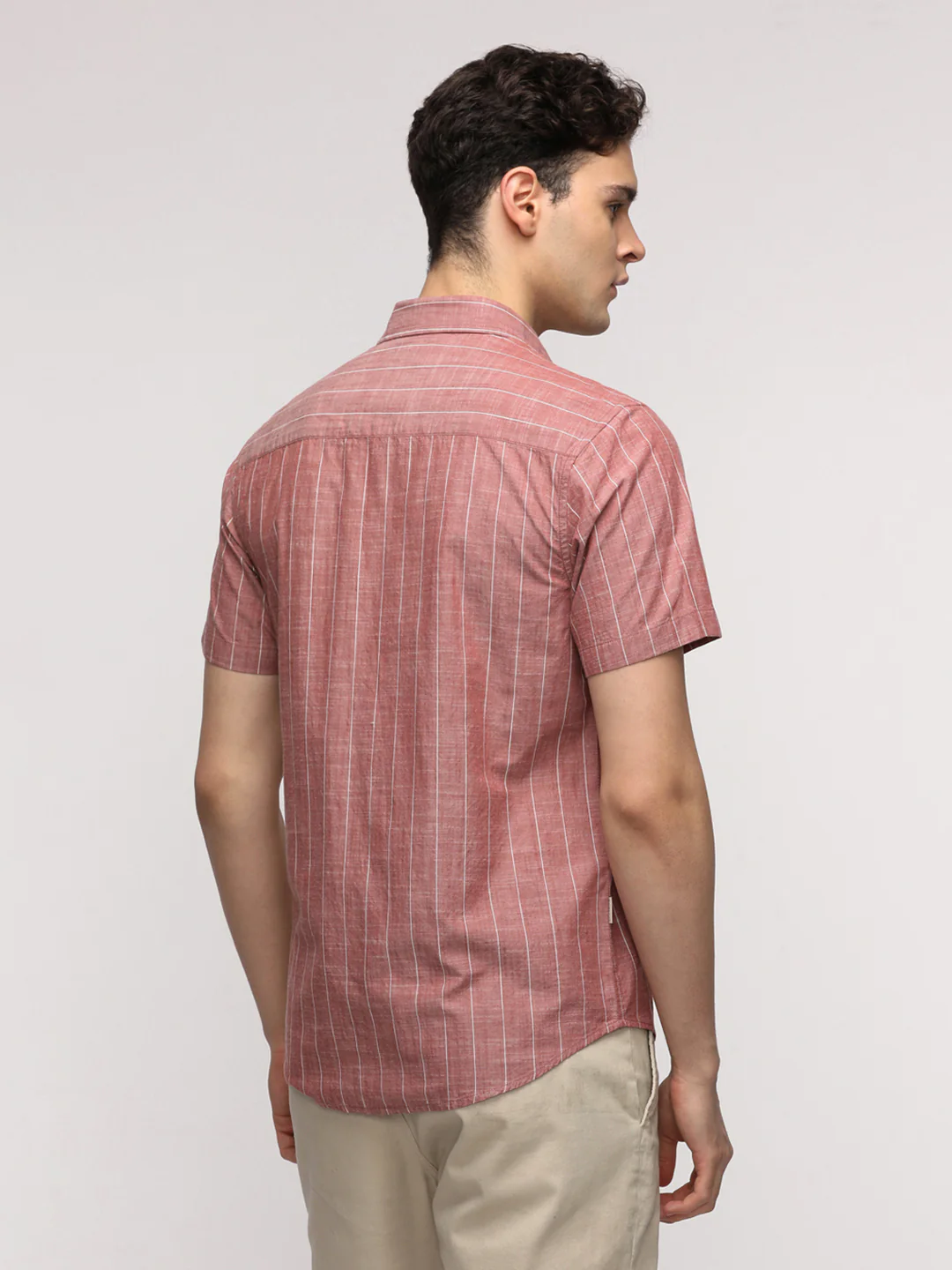 Red Textured Stripe Shirt