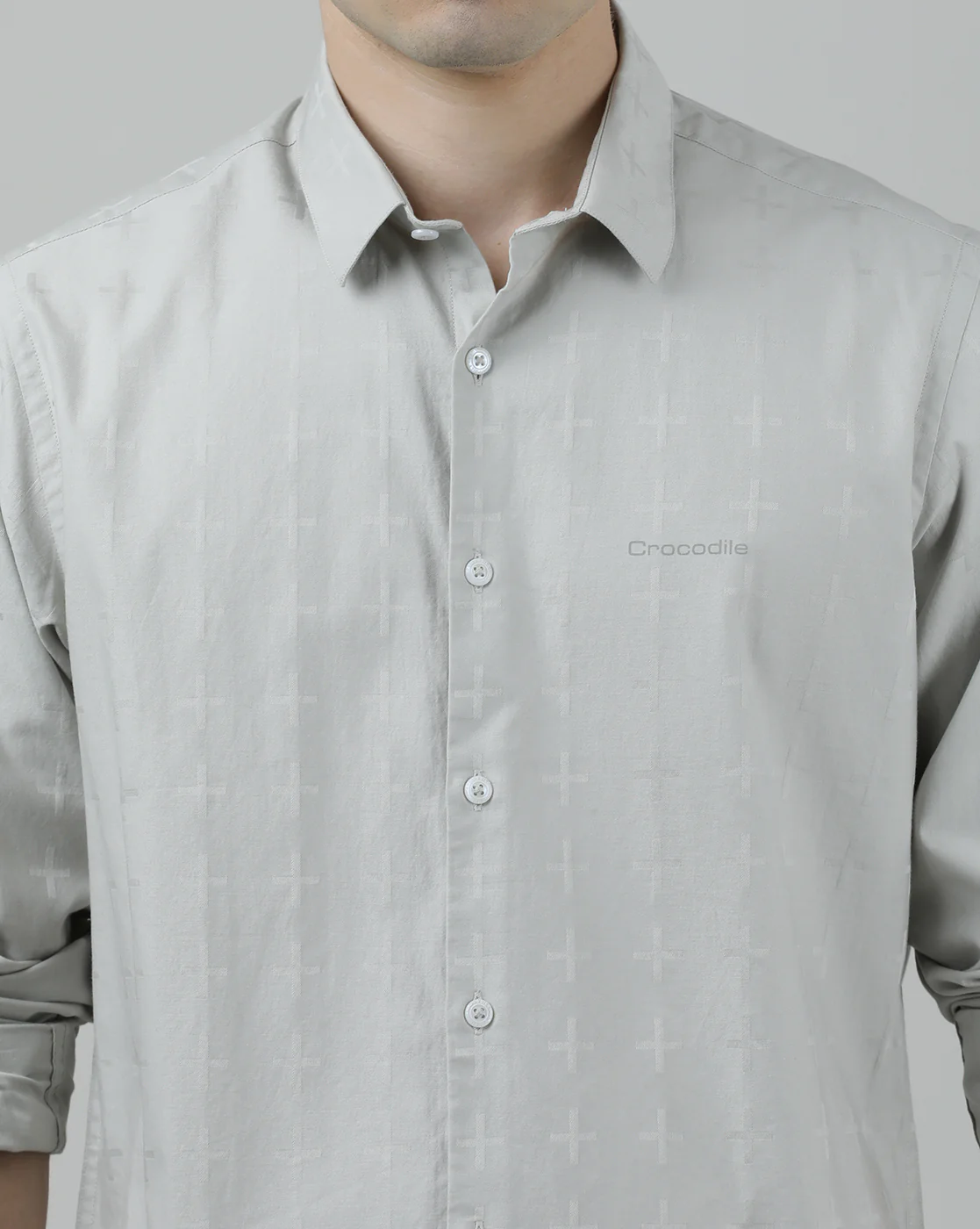 Printed Grey Casual Full Sleeve 100% Cotton Shirt