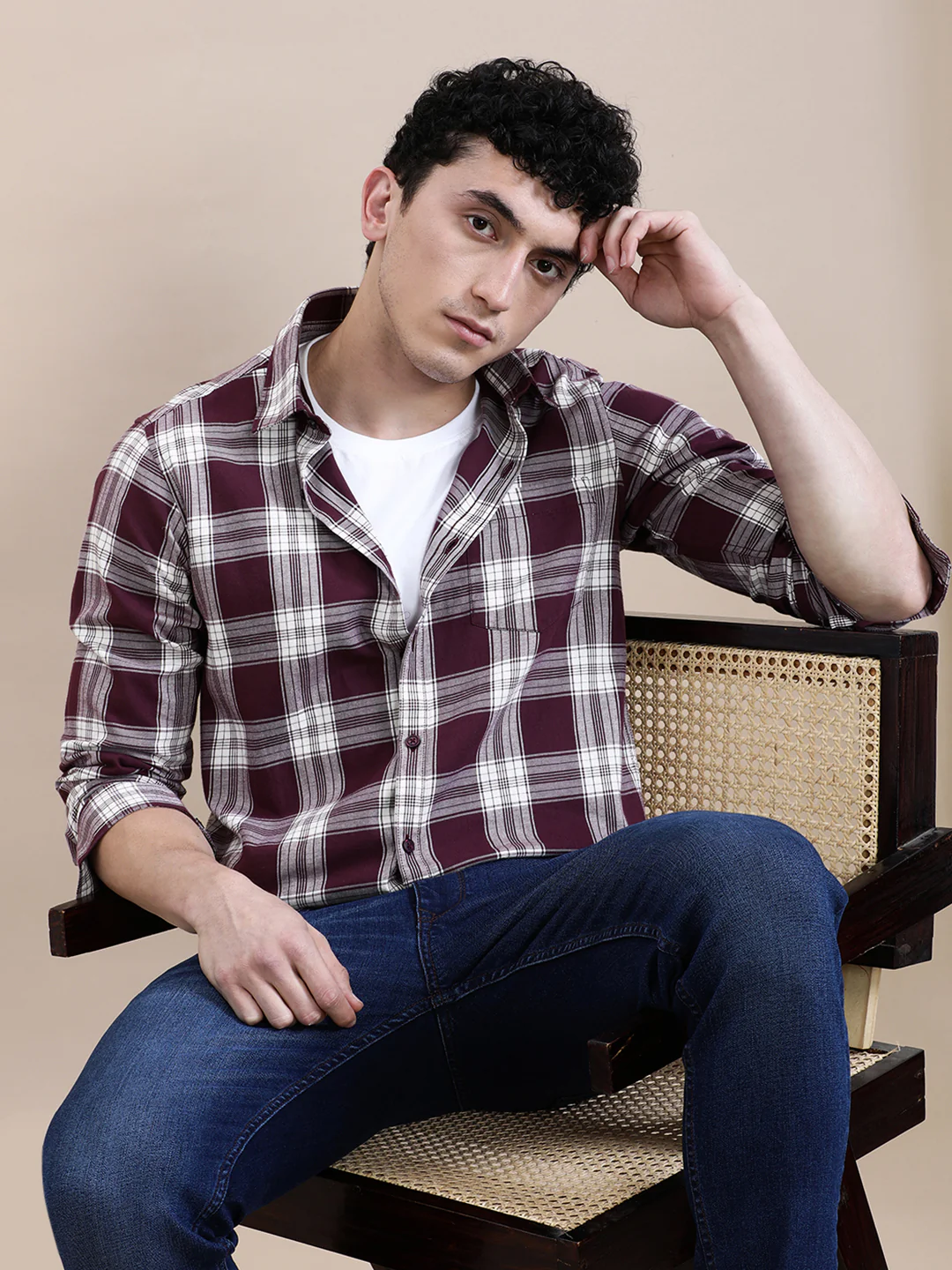 Bold Red Checkered Comfort Fit Shirt