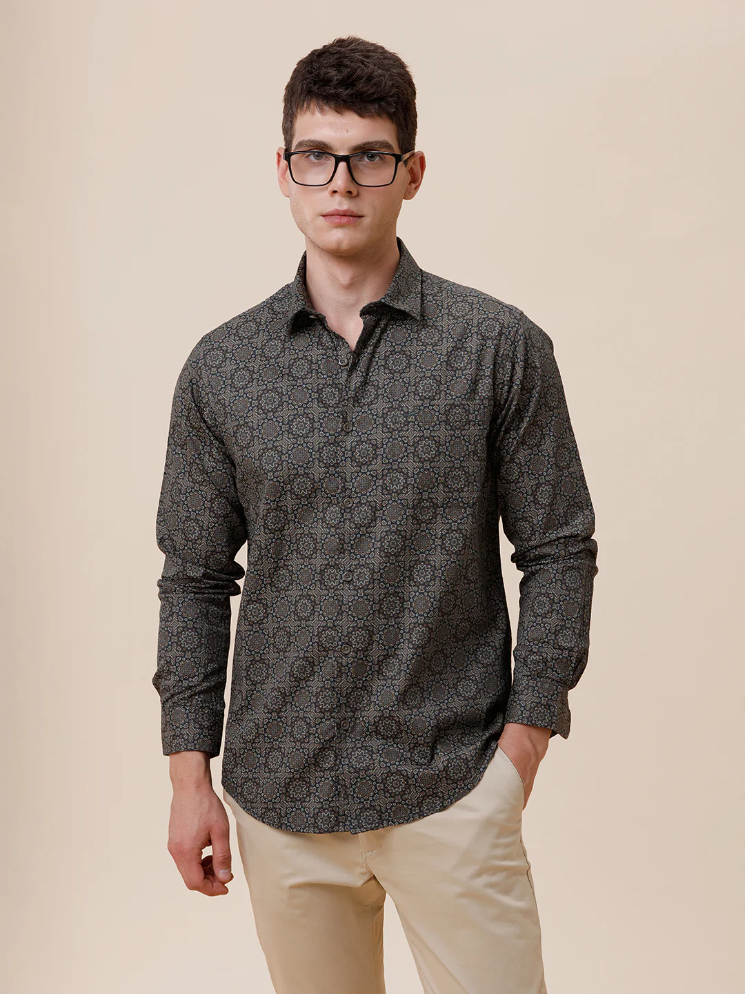 Cotton Green Printed Shirt
