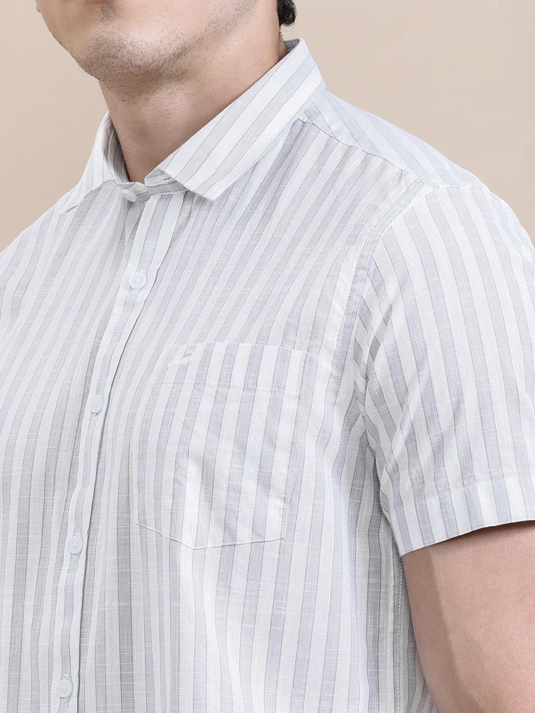 Stripe Textured Comfort Fit Purple Shirt