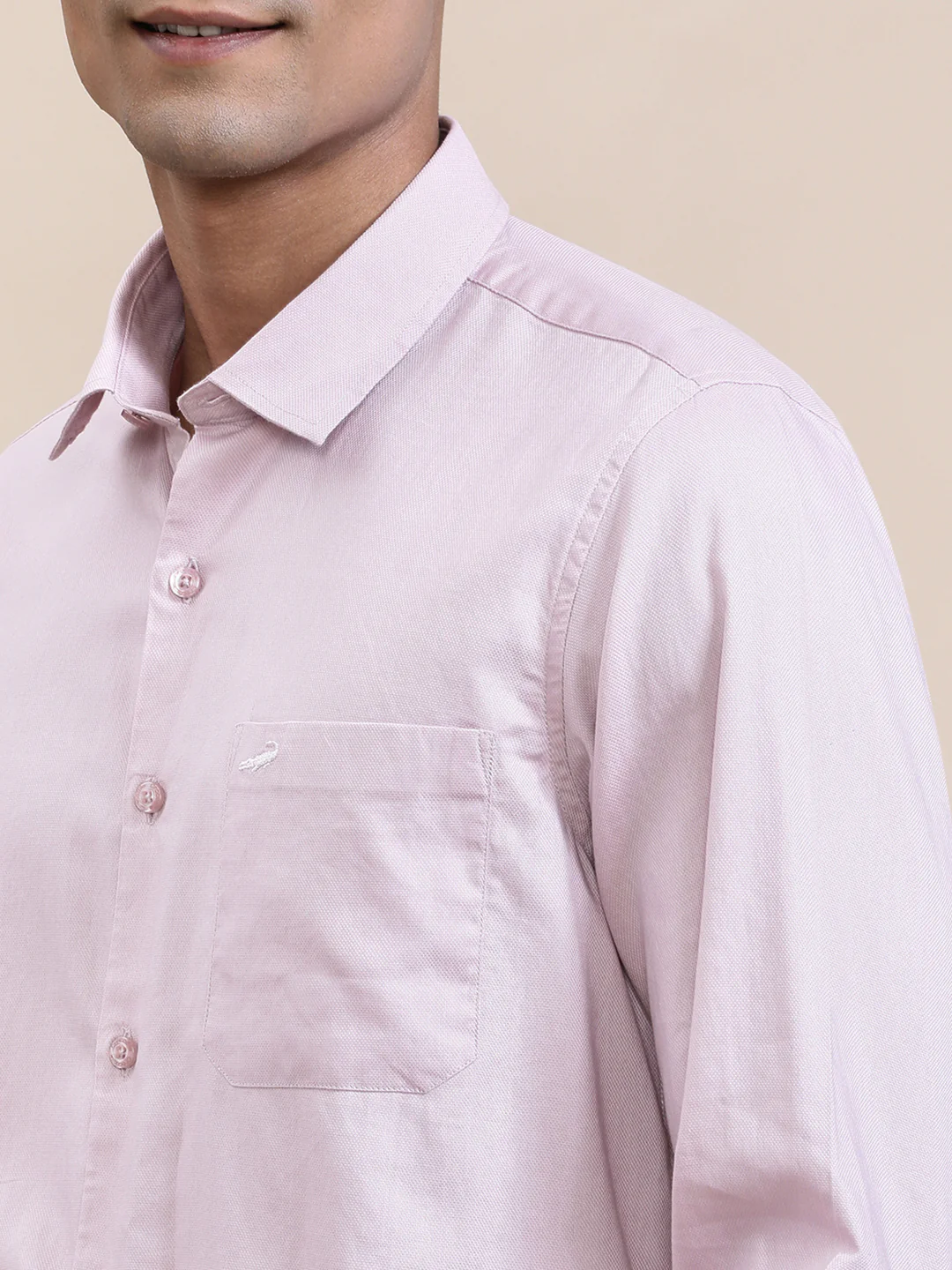 Cotton Textured Full Sleeve Shirt Pink