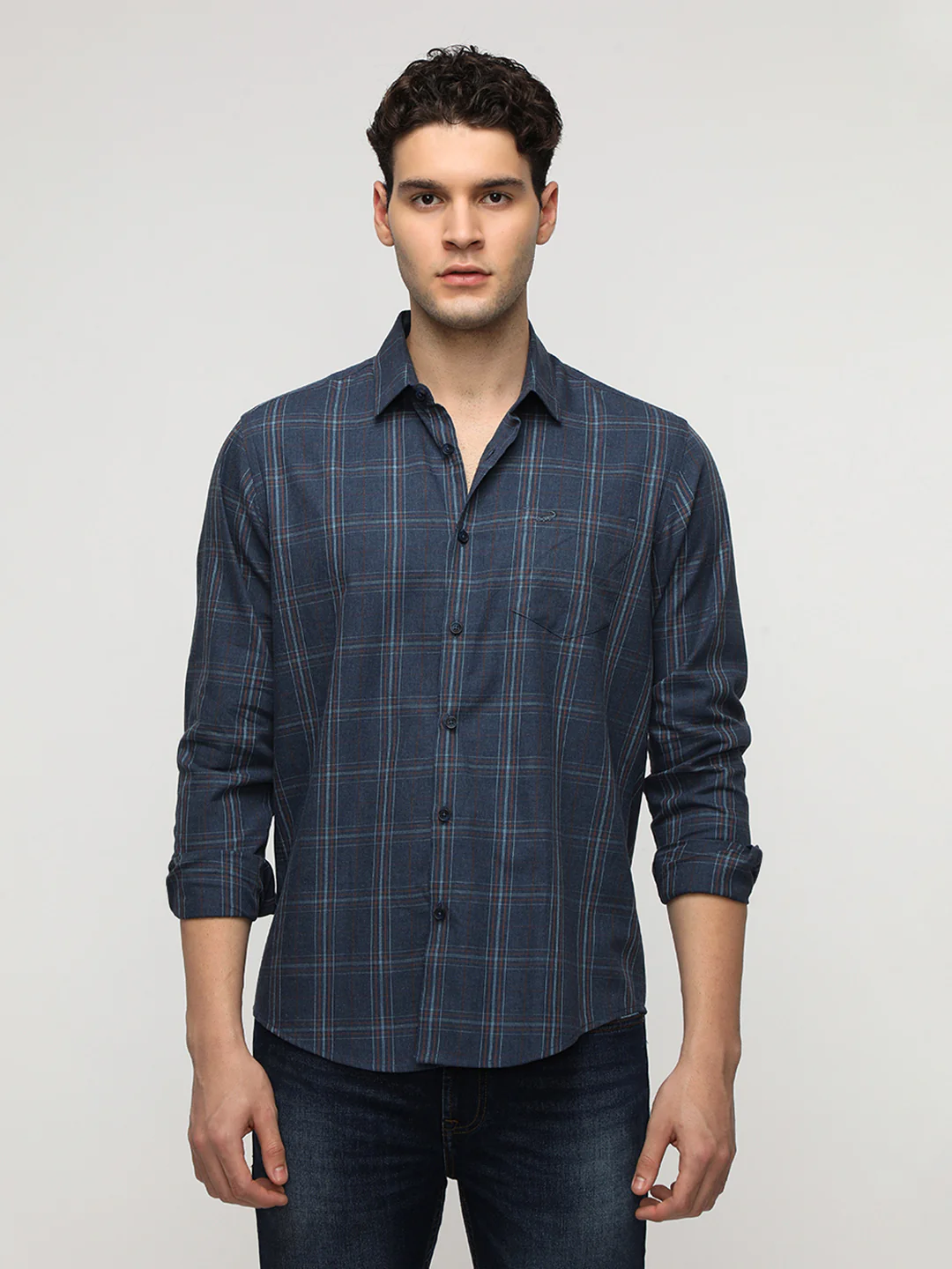 Checks Navy Melange Shirt