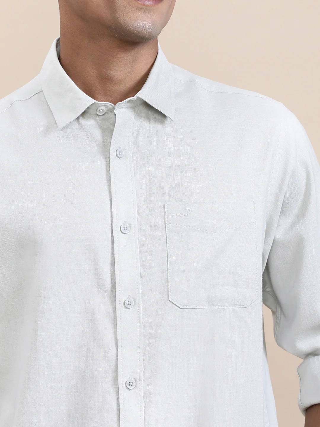 Pure Cotton Textured Full Sleeve Shirt White