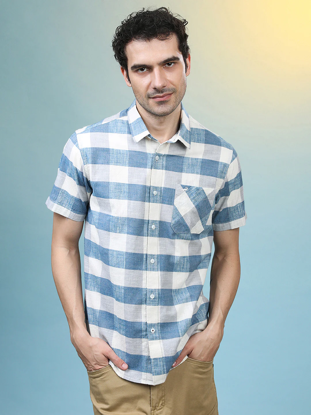 Cotton Grindle Check Shirt Blue