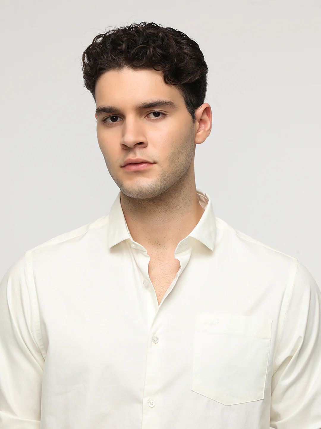 Cream Mercerized Premium Stretch Shirt