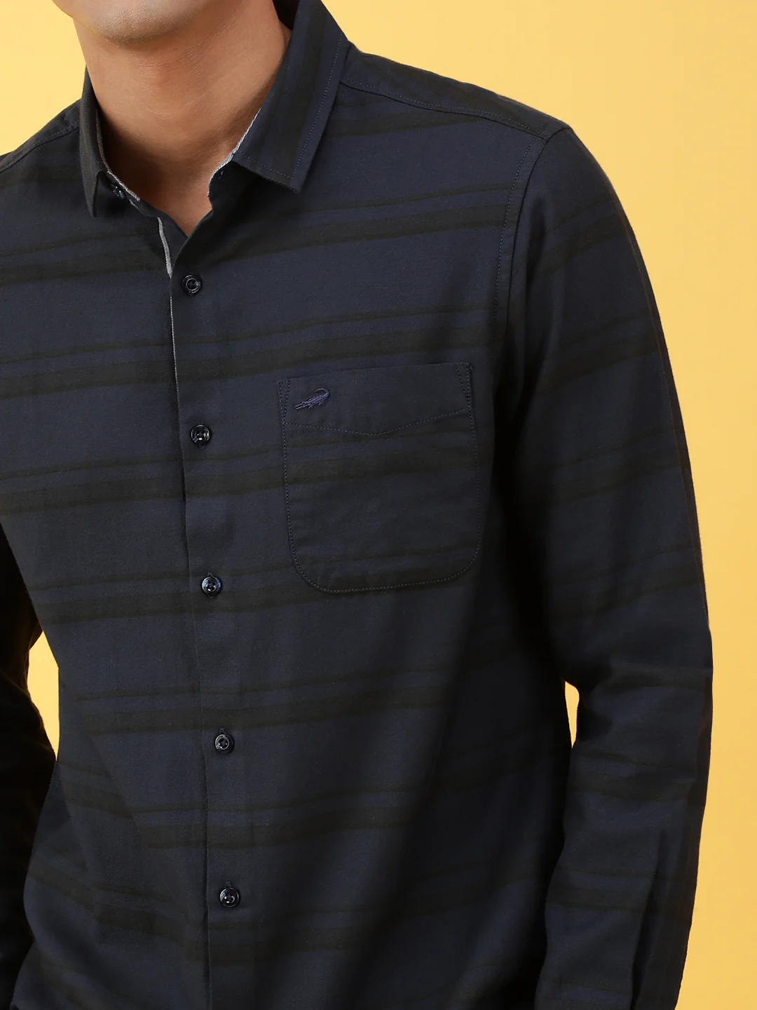 Casual Blue Striped Full Sleeve 100% Cotton Shirt