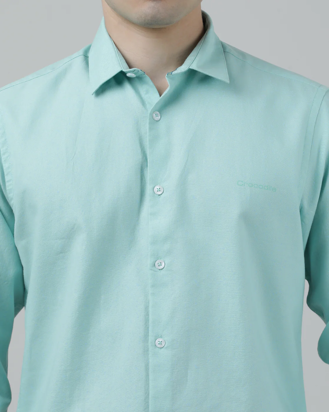 Solid Casual Full Sleeve 100% Cotton Shirt Green