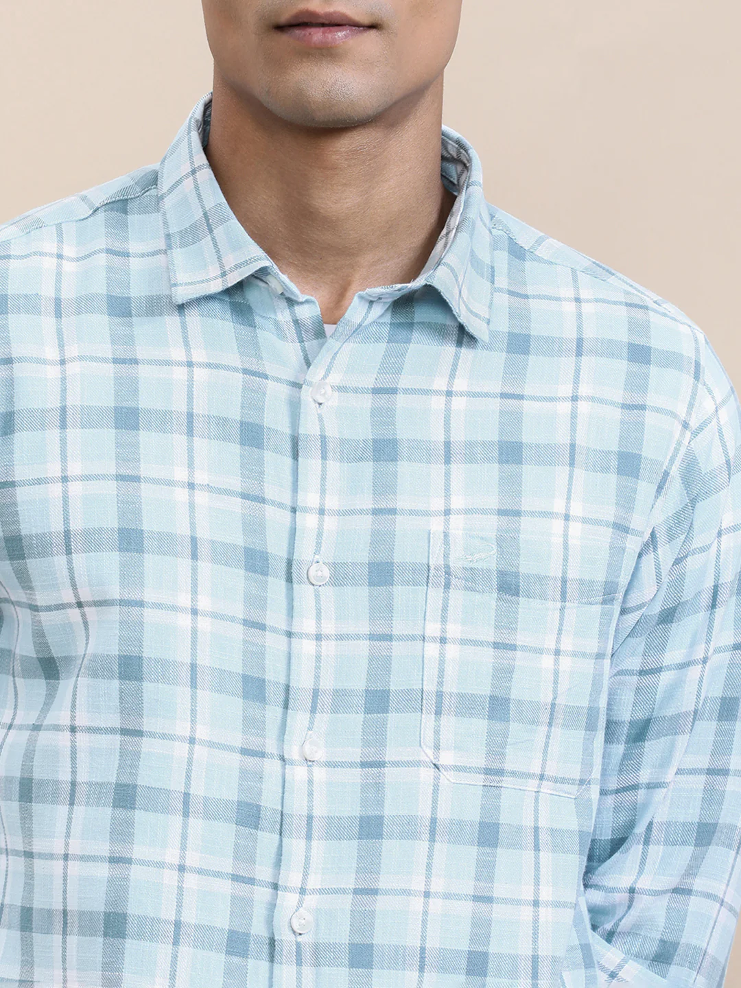 Textured Check Full Sleeve Shirt Green