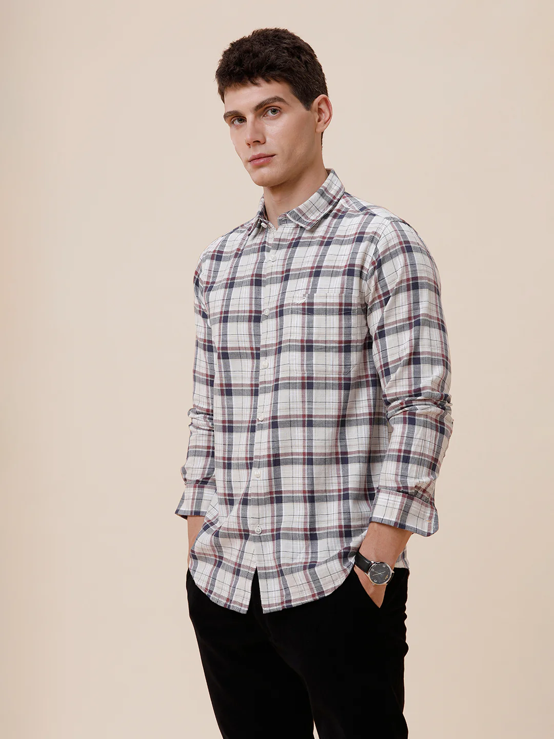 100% Cotton Textured Checks Shirt