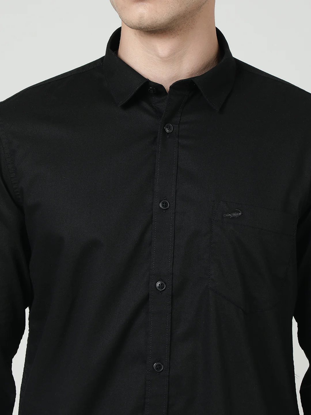 Black Solid Full Sleeve 100% Cotton Shirt