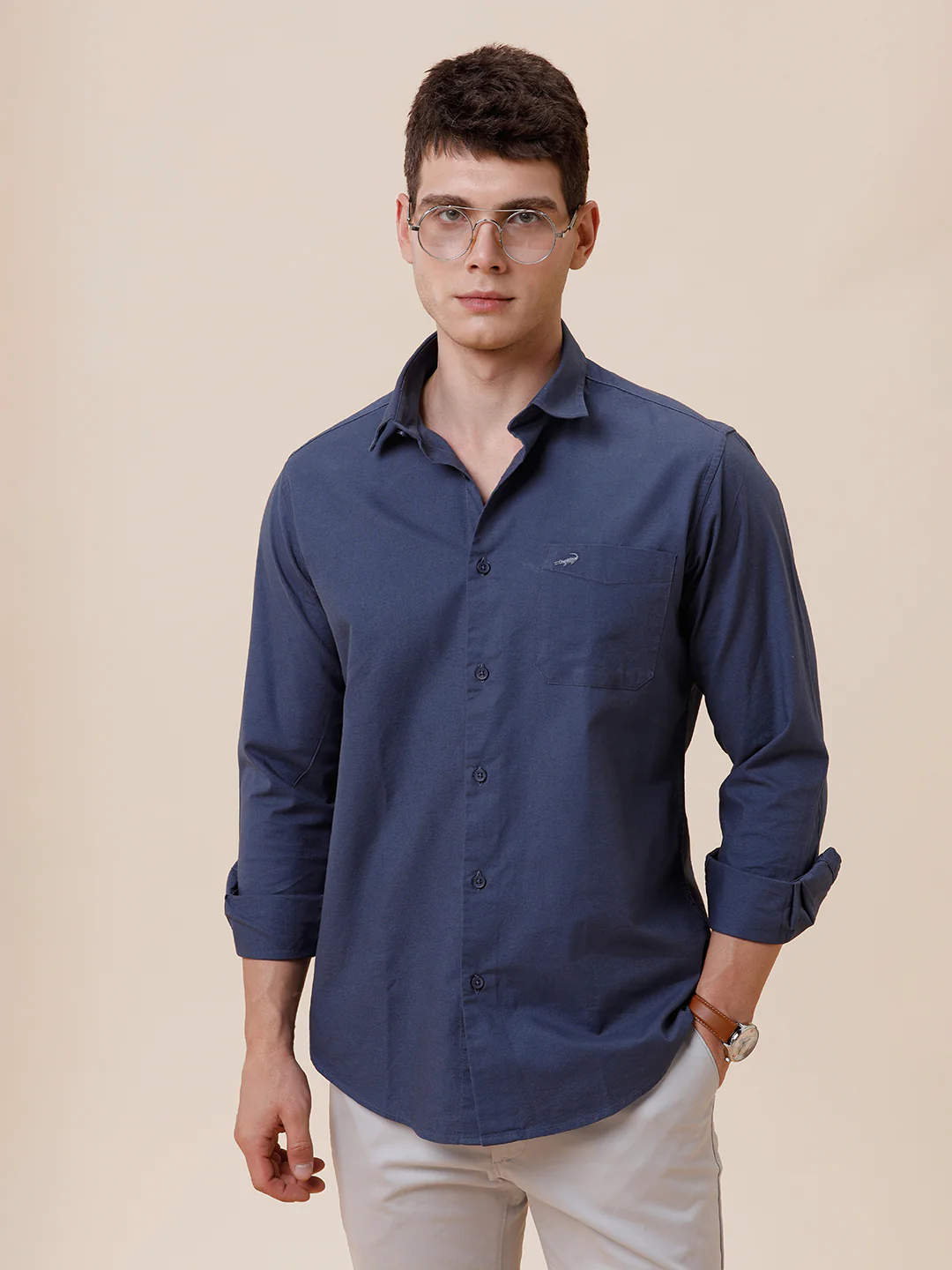 Cotton Stretch Oxford Blue Shirt