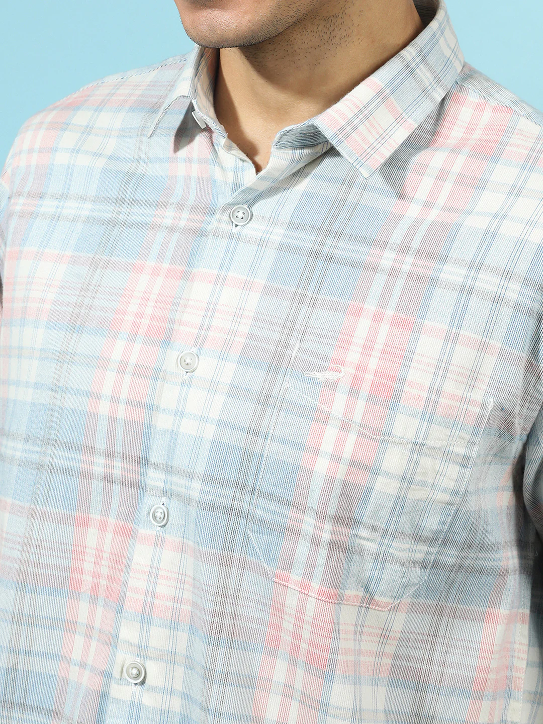 Corded Check Shirt Pink