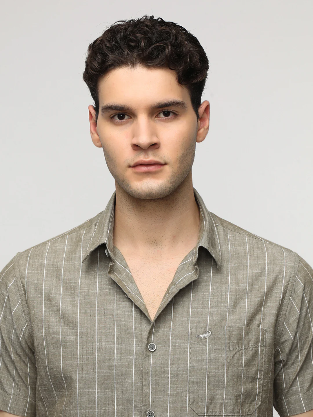 Olive Textured Stripe Shirt