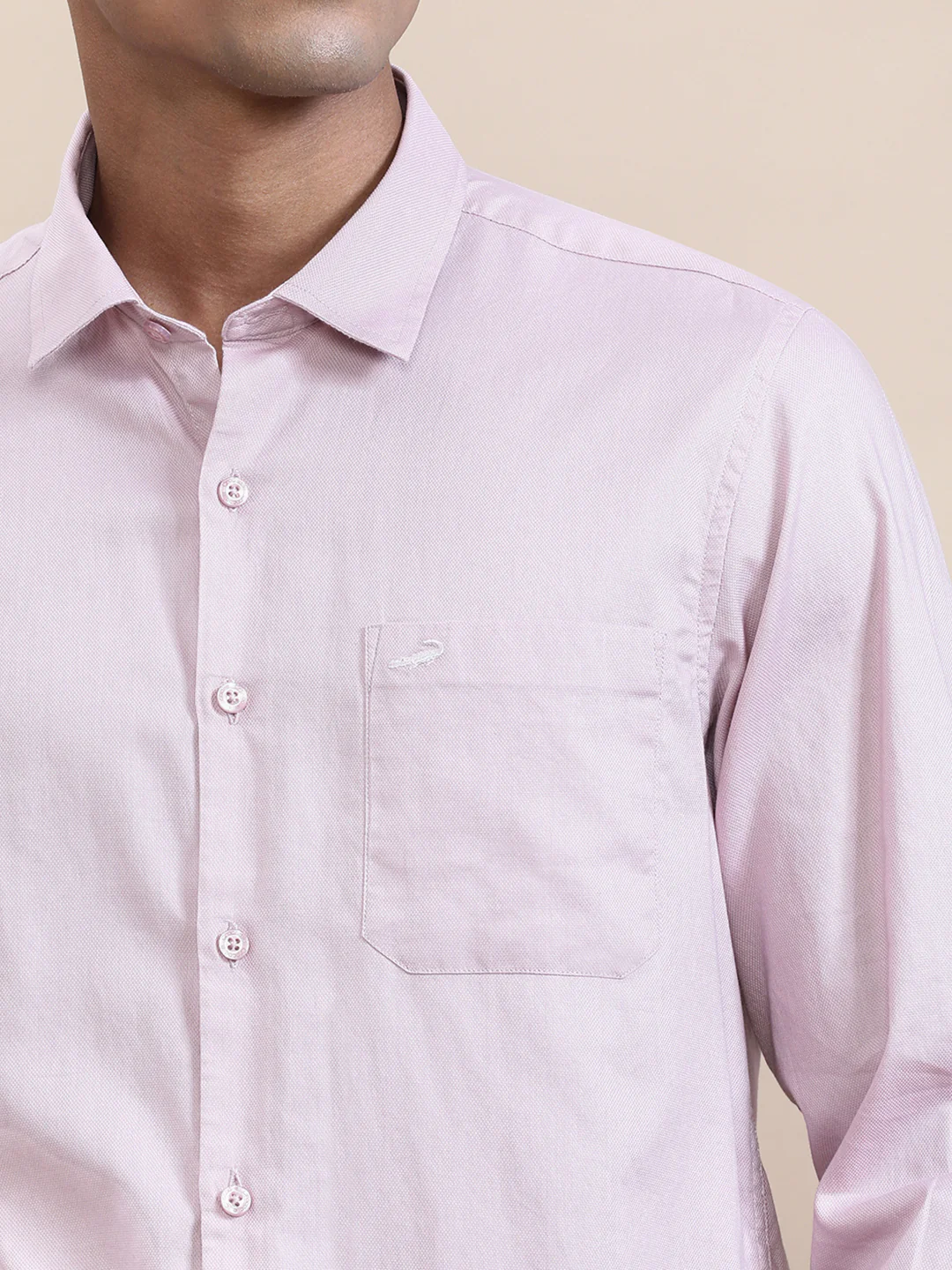 Cotton Textured Full Sleeve Shirt Pink