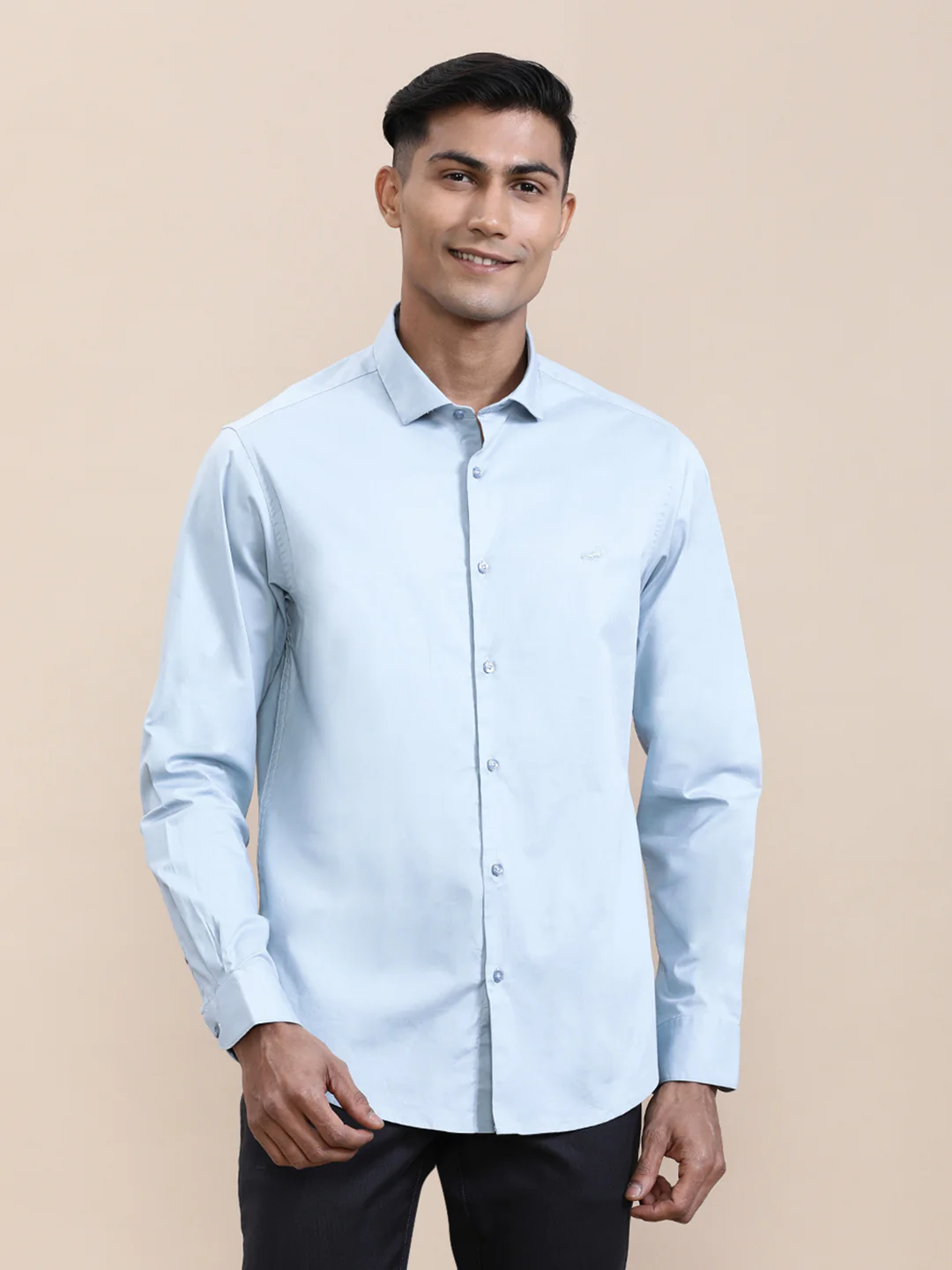 Mercerized Stretch Full Sleeve Shirt Blue