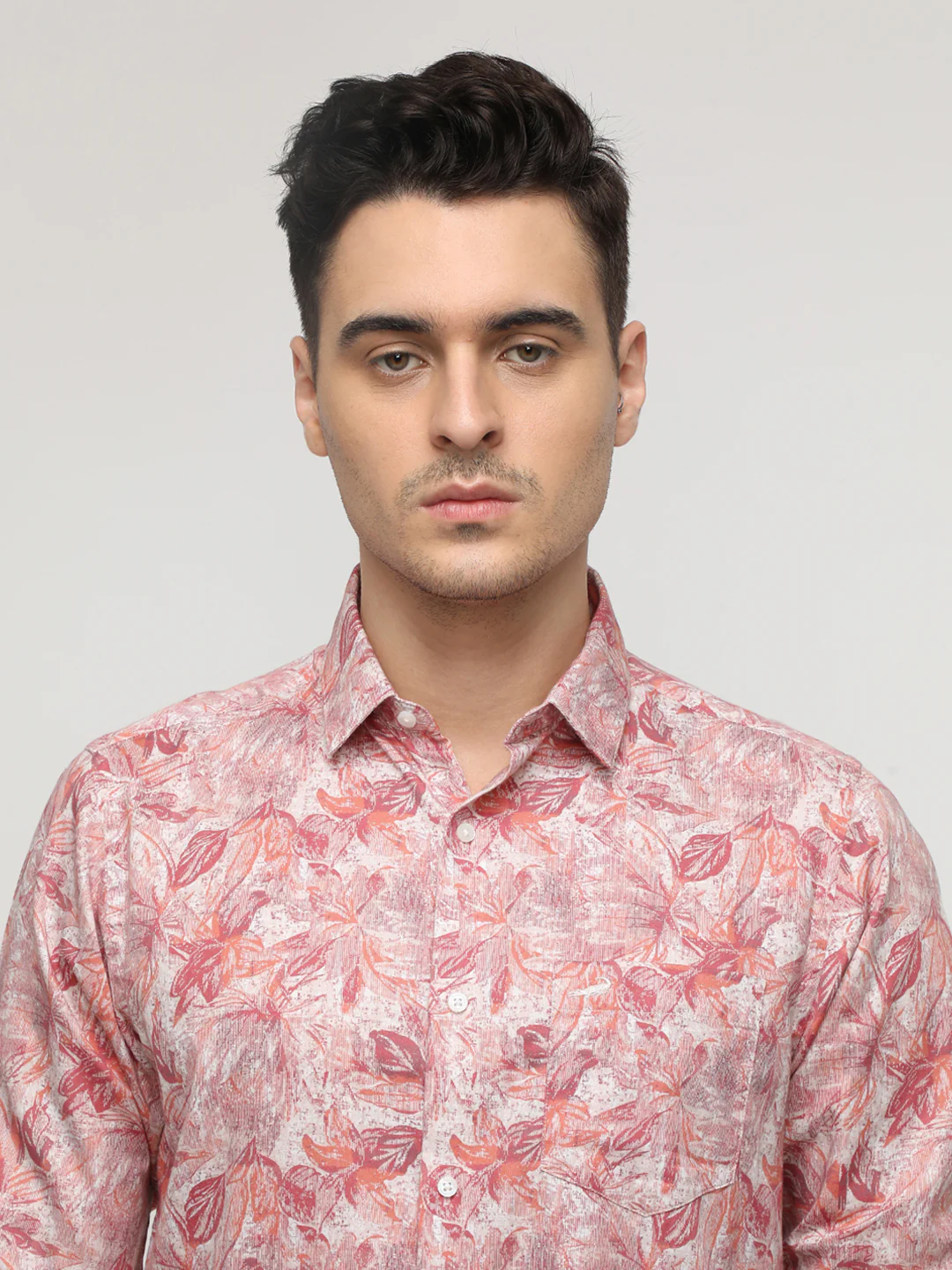 Orange Grunge Floral Premium Printed Shirt
