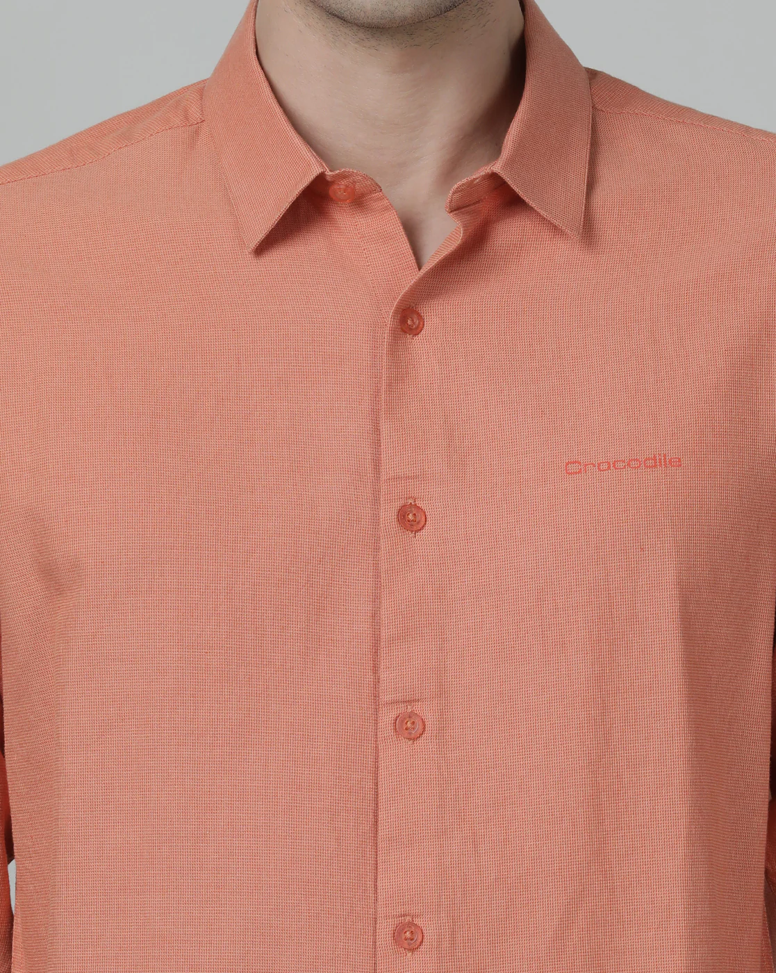 Peach Solid Full Sleeve Linen Shirt