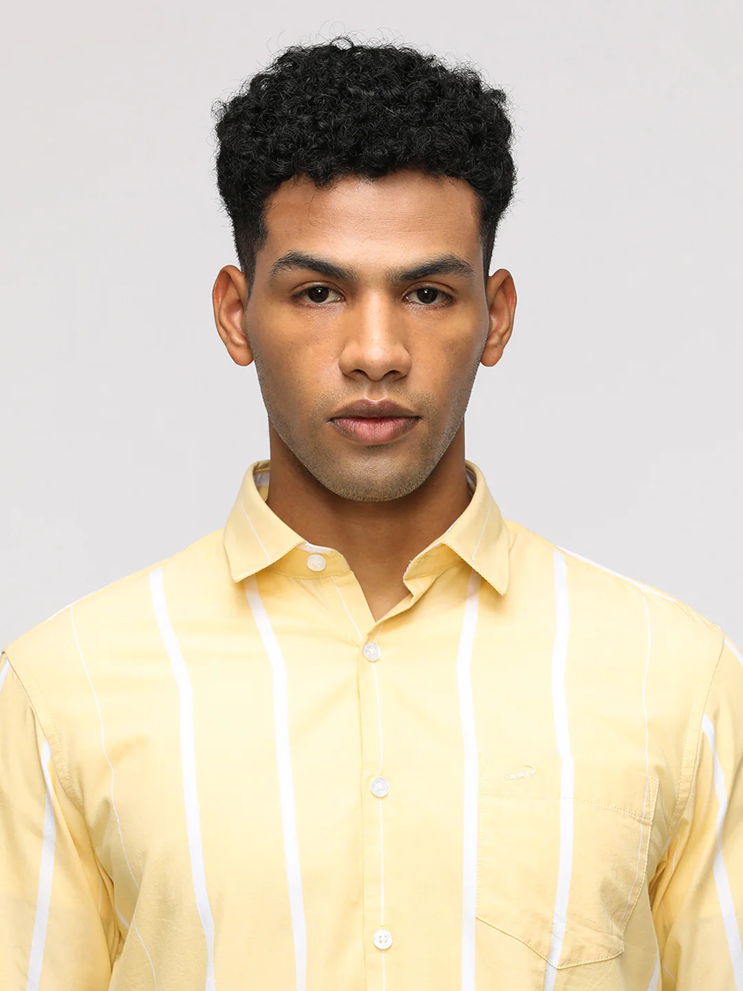Comfort Fit Sport Yellow Striped Shirt for Trendy Style