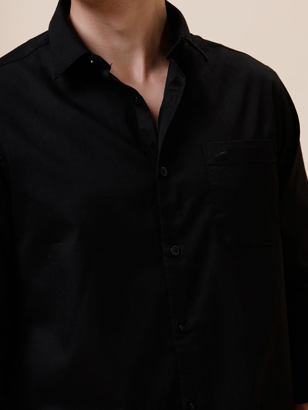 Stretch Dobby Black Shirt