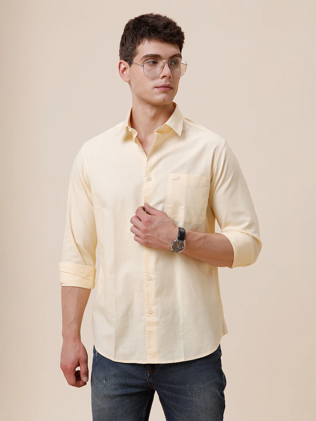 Cotton Stretch Oxford Yellow Shirt