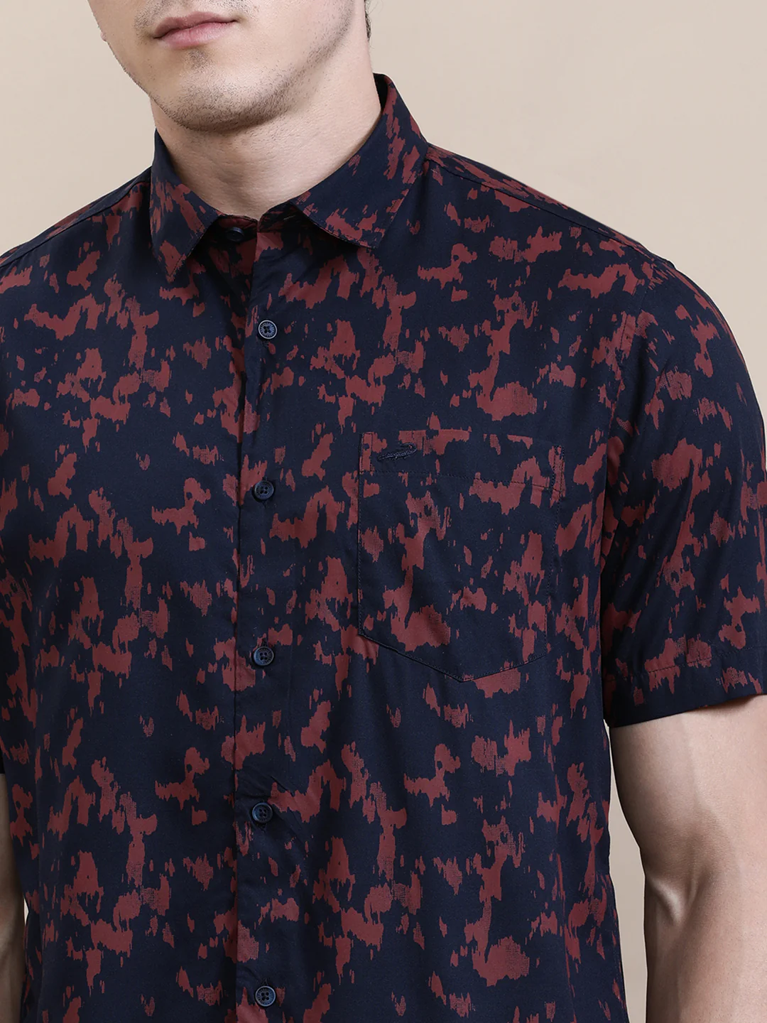 Grunge Printed Fluid Half Sleeve Shirt