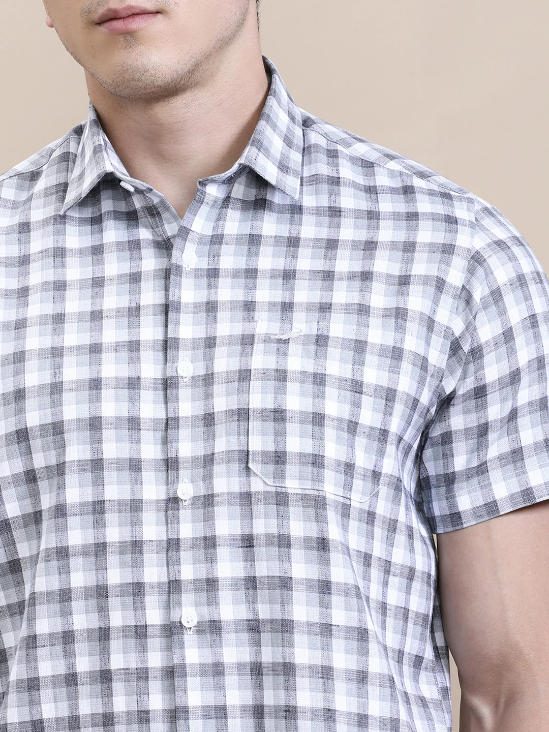 Crisp White Checkered Half Sleeve Shirt