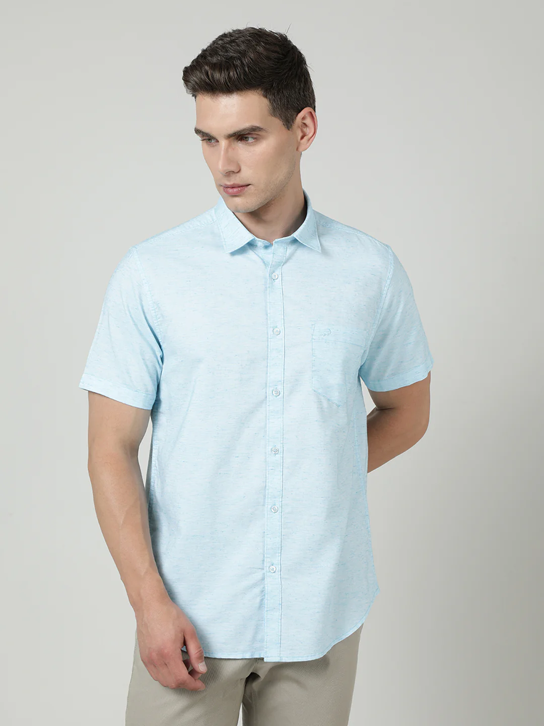 Blue Solid Half Sleeve Shirt