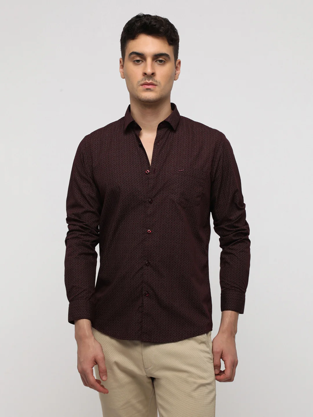 Burgundy Micro Printed Shirt