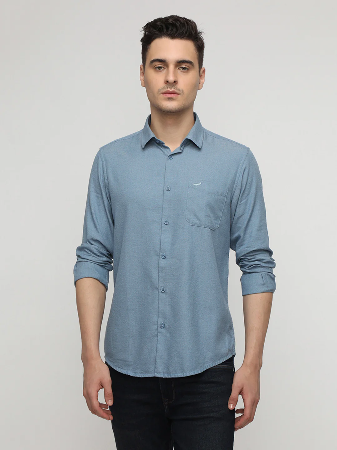 Dual Tone Blue Permium Textured Shirt