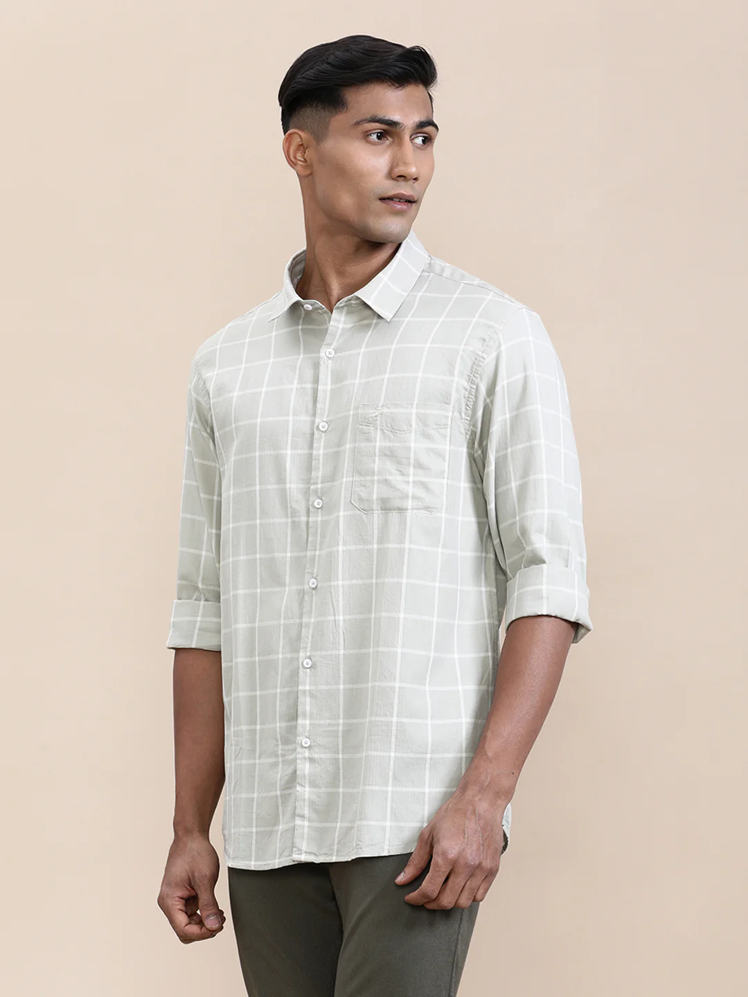 Grey Windowpane Lightweight Shirt
