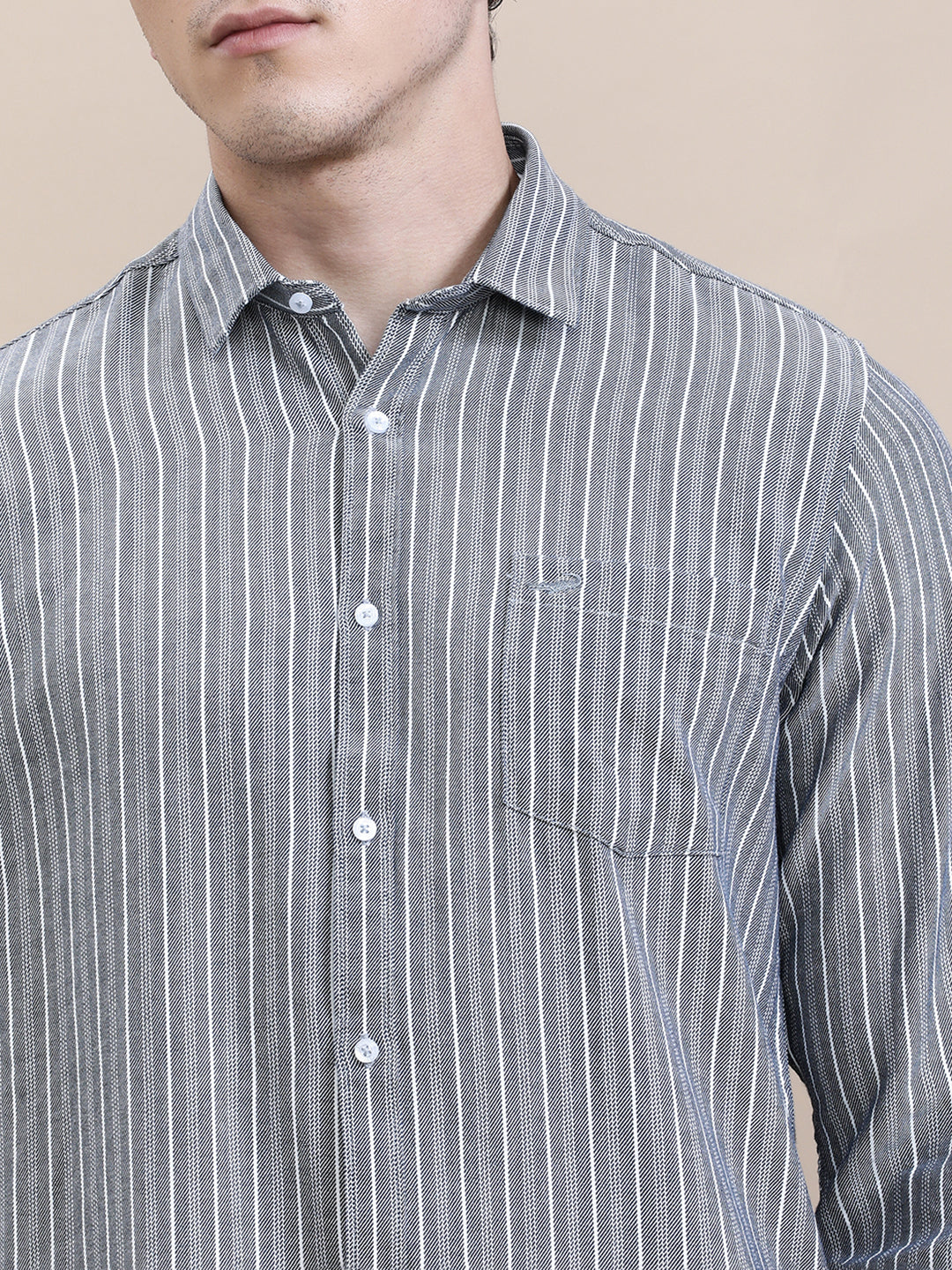 Classic Blue Striped Comfort Fit Shirt