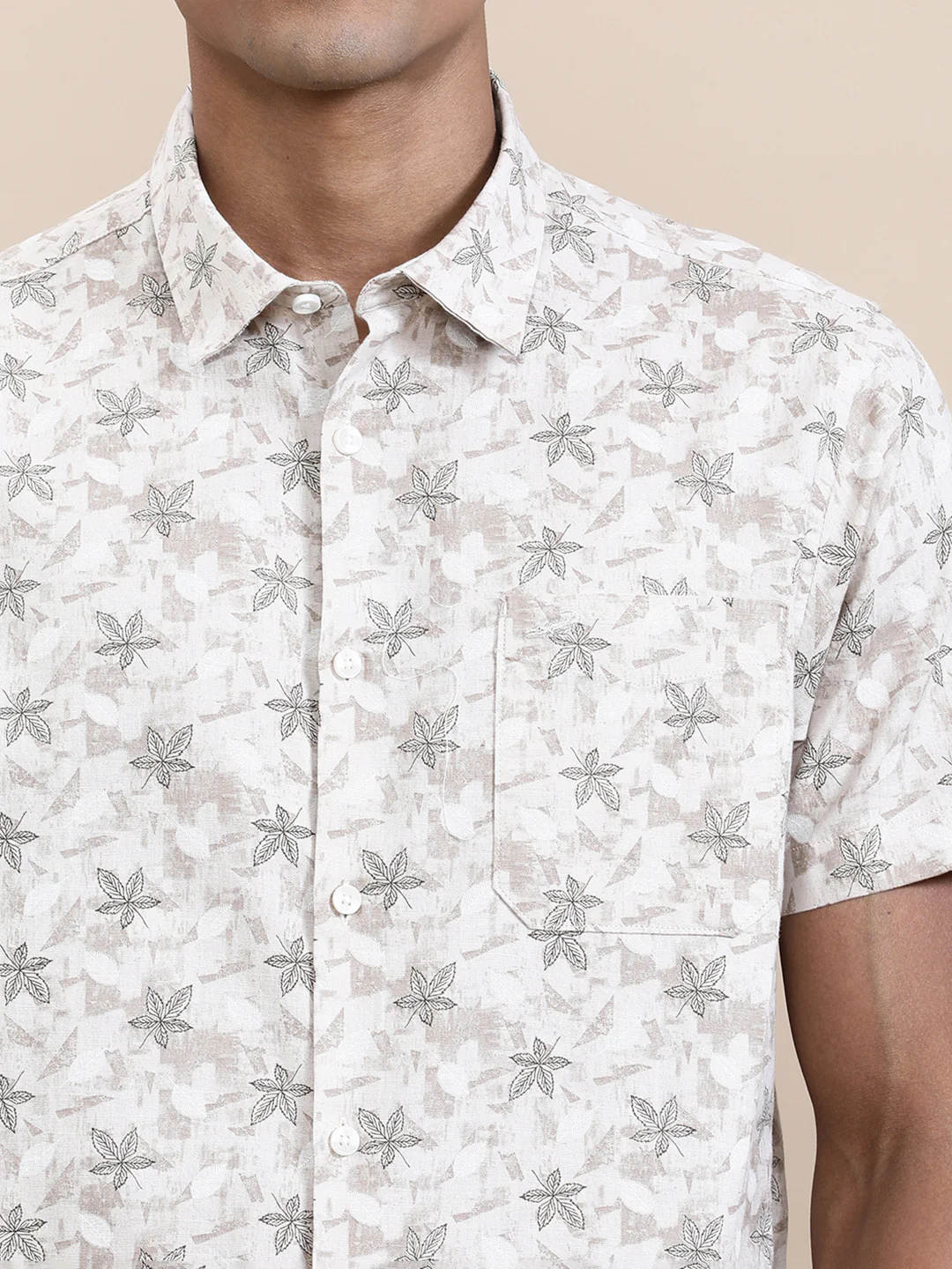 Cotton Leaf Printed Half Sleeve Shirt