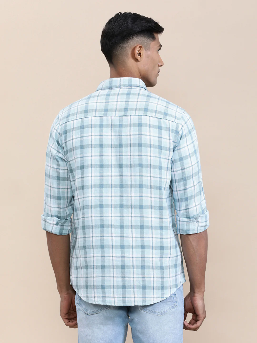 Textured Check Full Sleeve Shirt Green